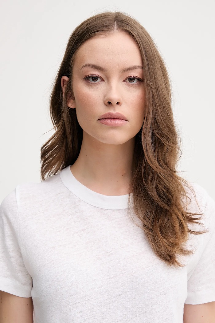 Calvin Klein t-shirt lniany biały K20K208248