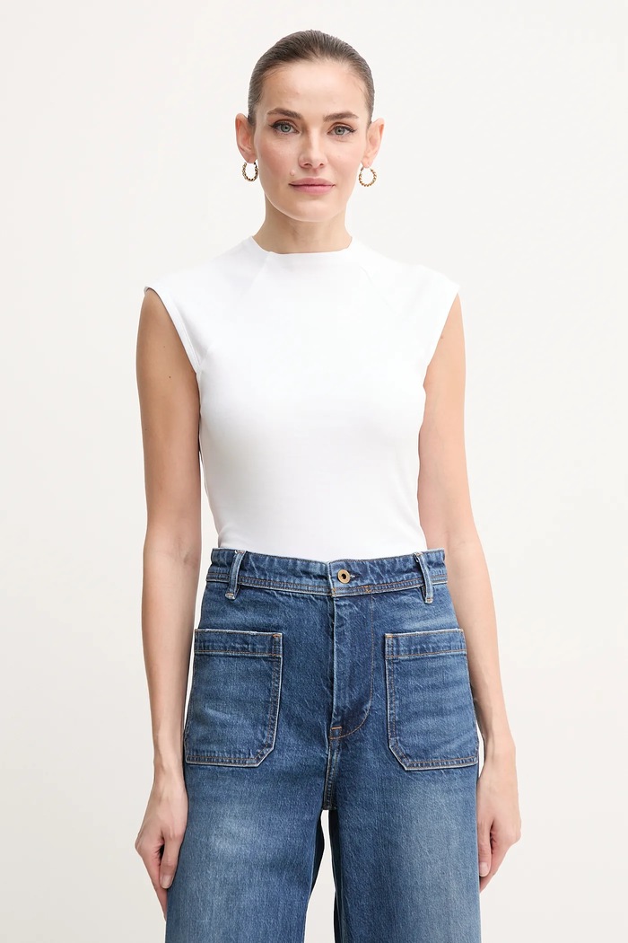 Bavlněný top Calvin Klein slim bílá K20K208422