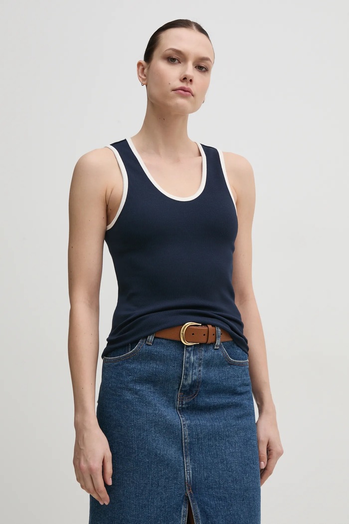 Top Tommy Hilfiger slim σκούρο μπλε WW0WW44572