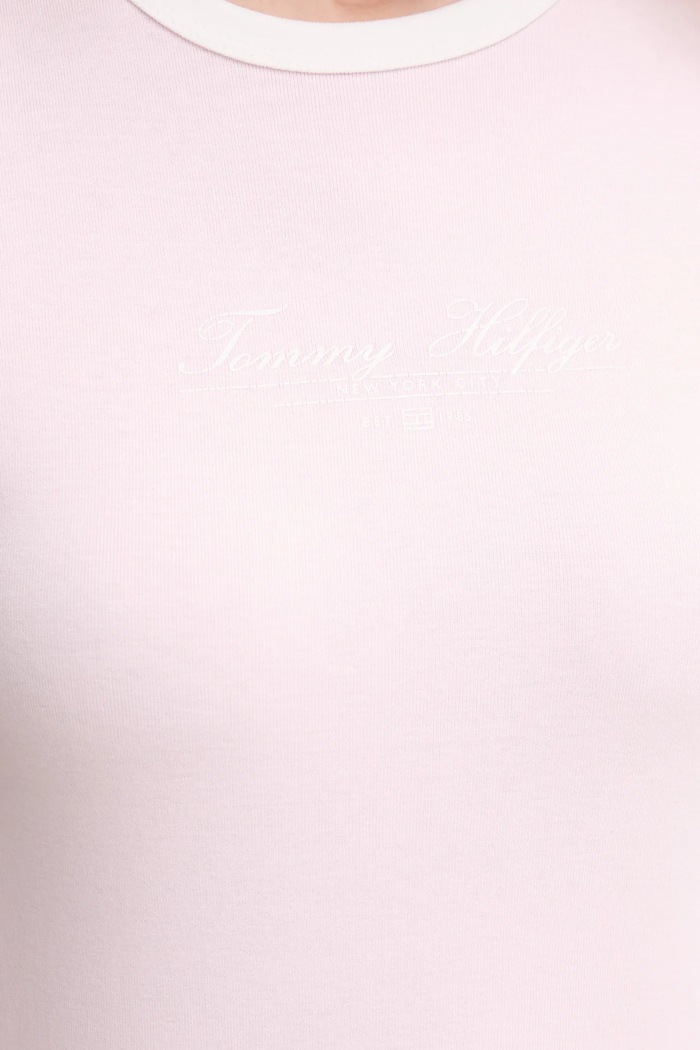 Βαμβακερό μπλουζάκι Tommy Hilfiger ροζ WW0WW44581