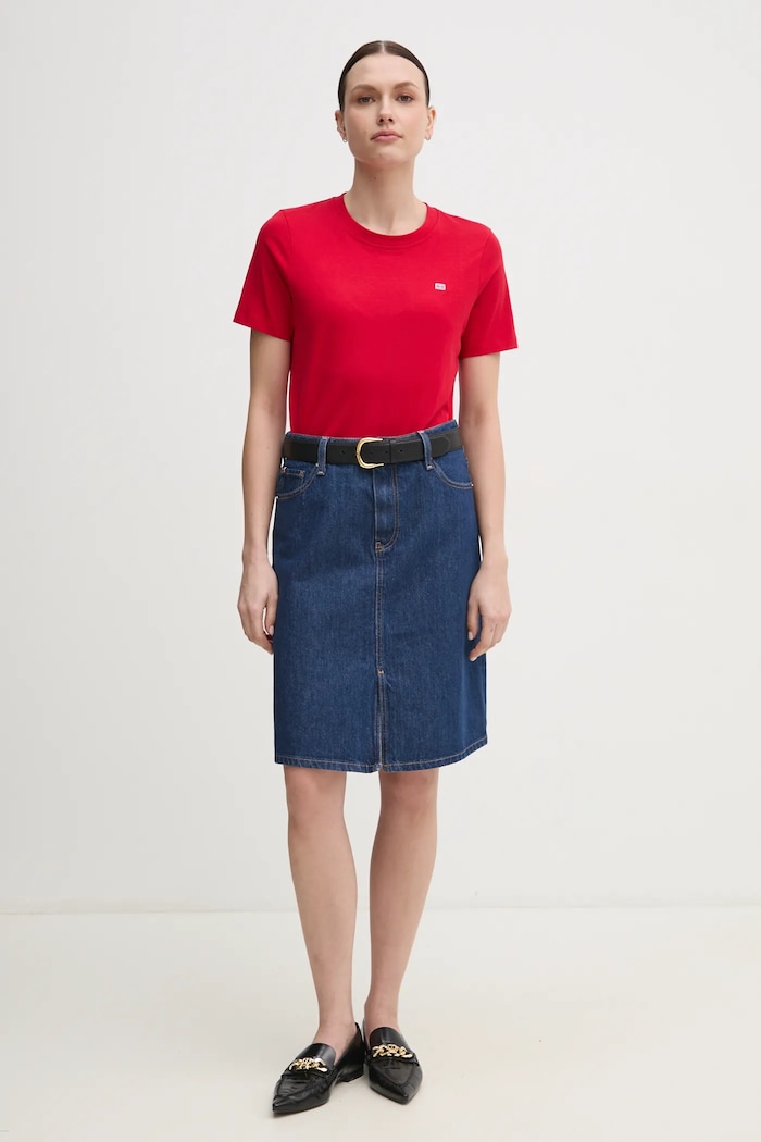 Tommy Hilfiger tricou din bumbac WW0WW45522 rosu SS25