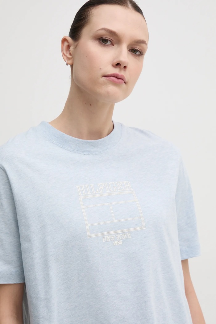 Bavlnené tričko Tommy Hilfiger modrá WW0WW45525