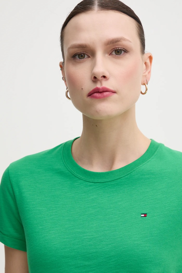 Tommy Hilfiger t-shirt bawełniany zielony WW0WW44433