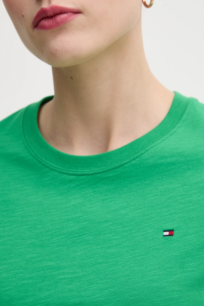 Tommy Hilfiger t-shirt bawełniany WW0WW44433 zielony
