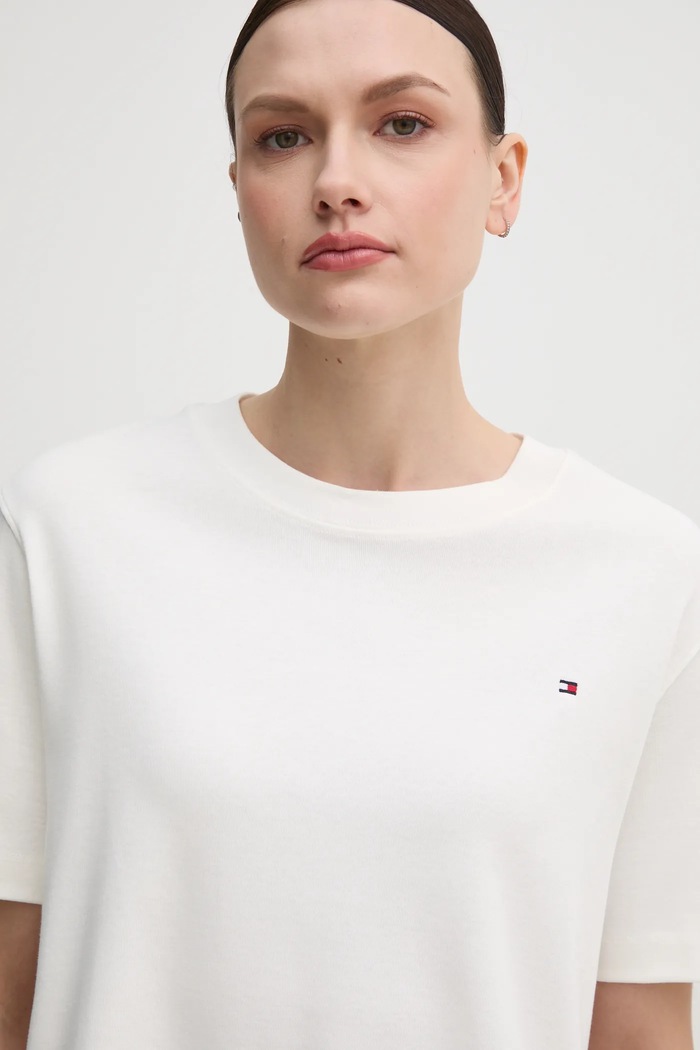 Pamučna majica Tommy Hilfiger bijela WW0WW46158