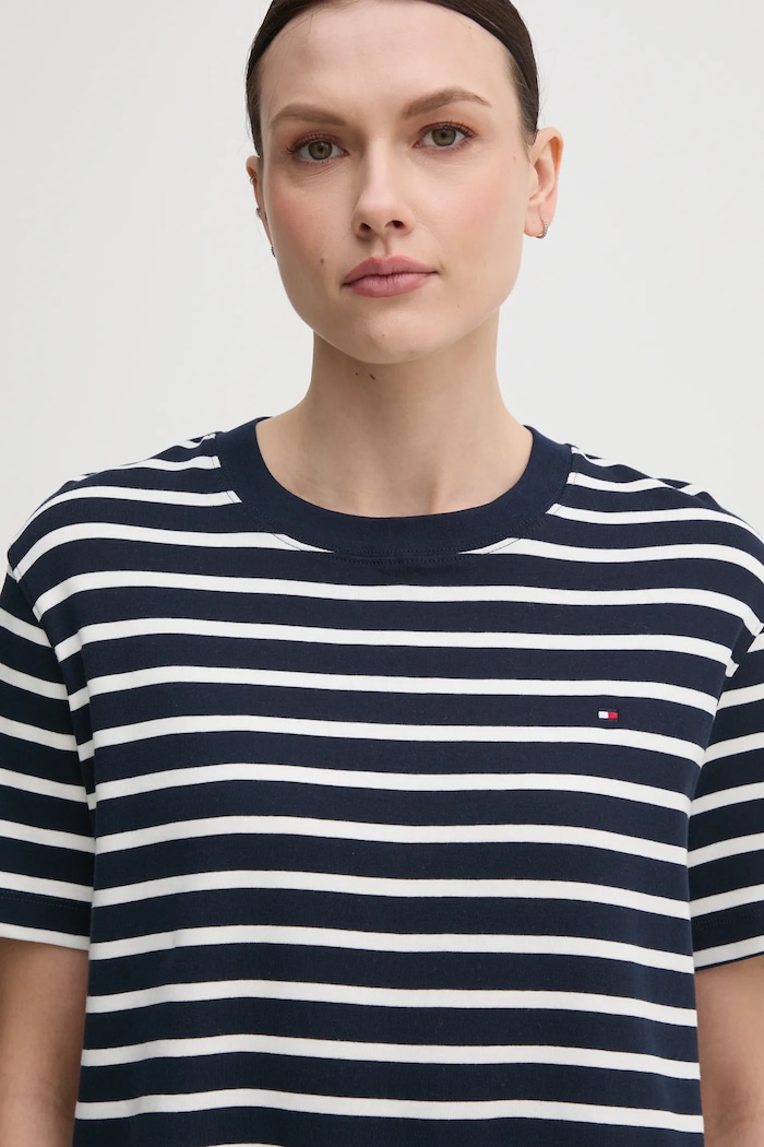 Bavlnené tričko Tommy Hilfiger tmavomodrá WW0WW46158