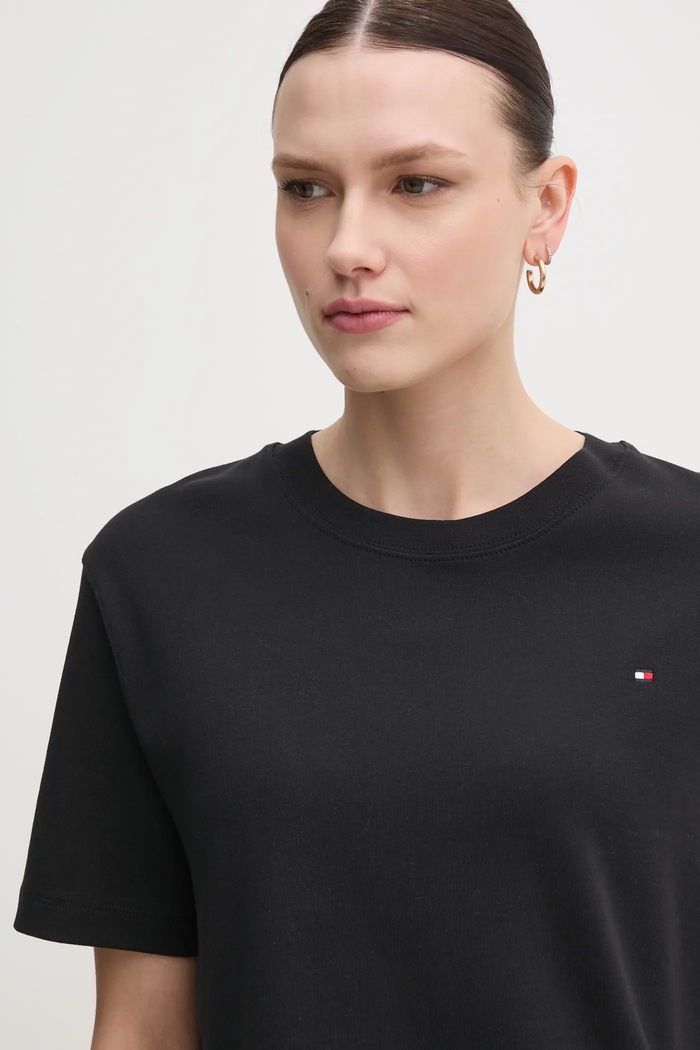 Bavlnené tričko Tommy Hilfiger čierna WW0WW46158