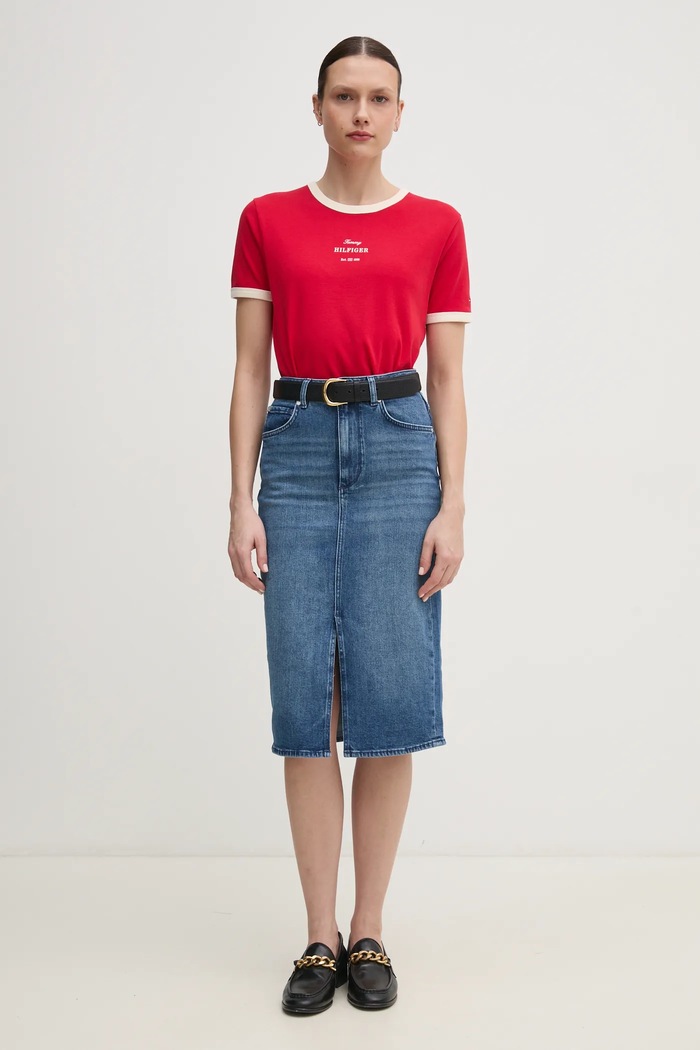 Tommy Hilfiger Bavlněné tričko Tommy Hilfiger WW0WW44586 červená SS25