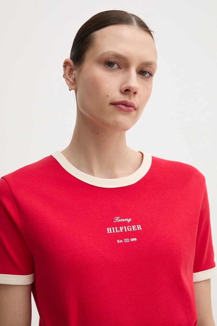 Bavlněné tričko Tommy Hilfiger Tommy Hilfiger WW0WW44586 červená