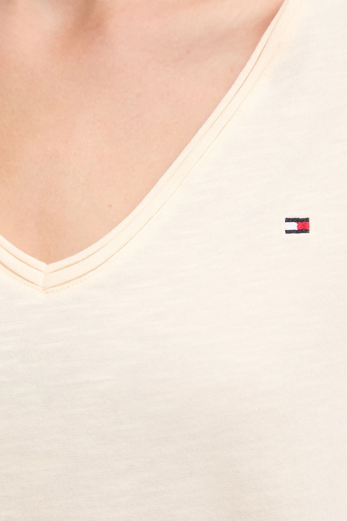 Pamučna majica Tommy Hilfiger bež WW0WW43901