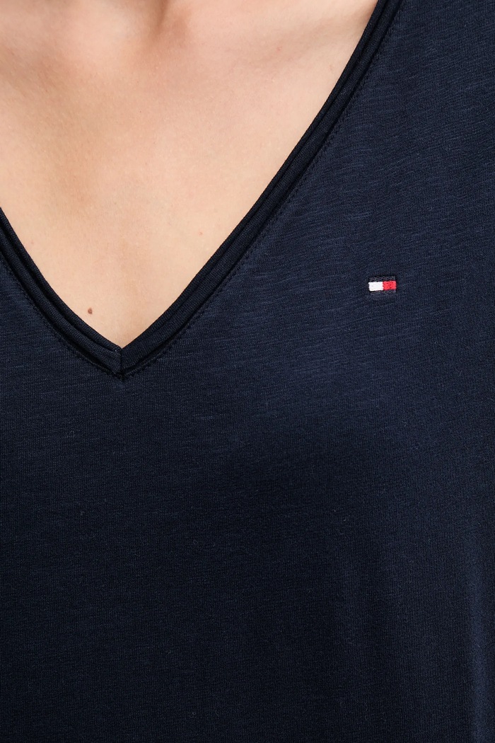 Bavlnené tričko Tommy Hilfiger tmavomodrá WW0WW43901