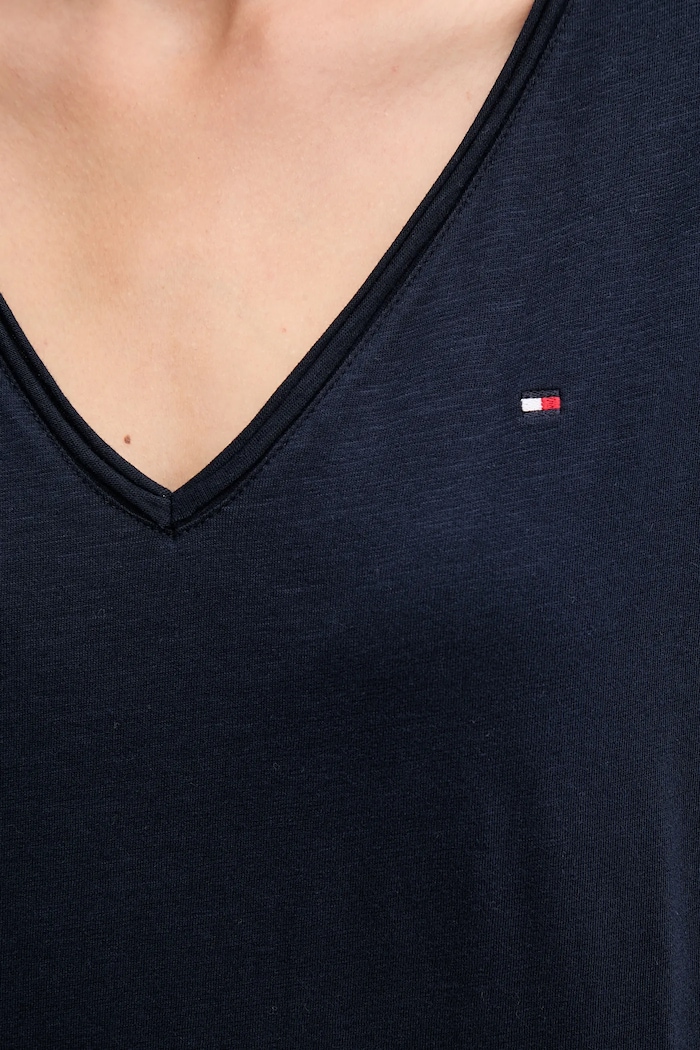 Bavlnené tričko Tommy Hilfiger tmavomodrá WW0WW43901