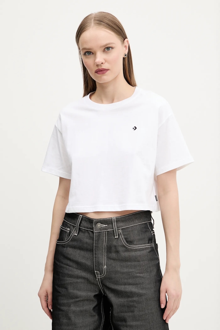Converse tricou din bumbac uni alb 10027625.A03