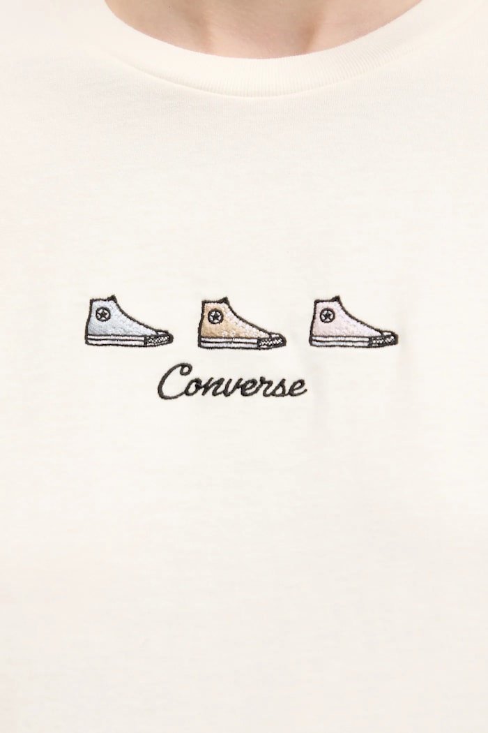 Bavlněné tričko Converse béžová 10027753.A01