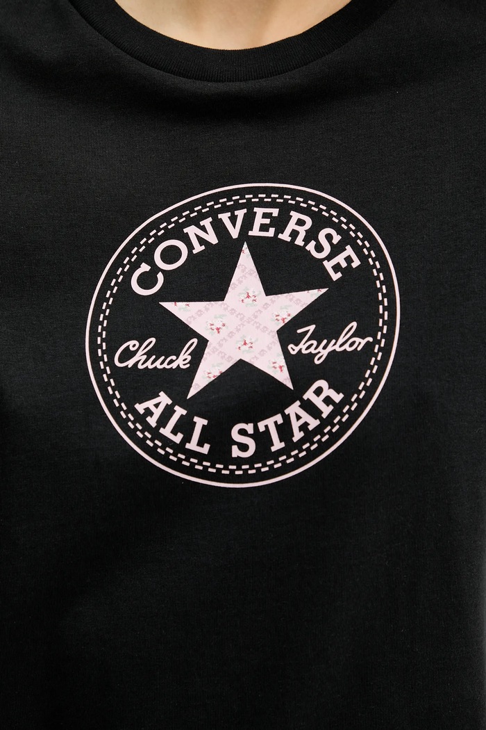 Βαμβακερό μπλουζάκι Converse μαύρο 10028412.A01