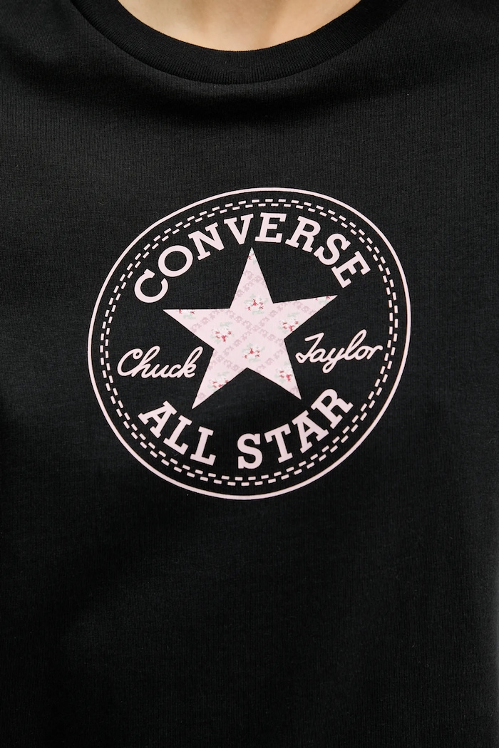 Βαμβακερό μπλουζάκι Converse μαύρο 10028412.A01