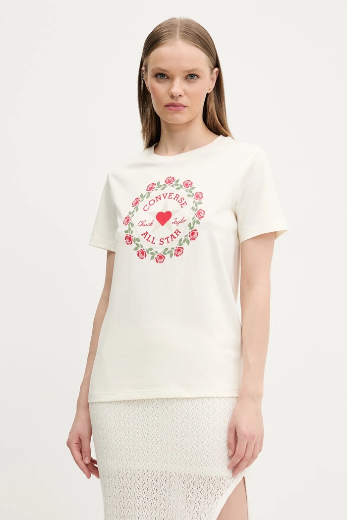 Converse tricou din bumbac print bej 10028307.A01