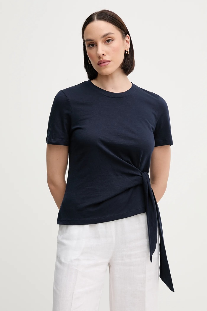 Bavlnené tričko Tommy Hilfiger jednofarebný tmavomodrá WW0WW44559
