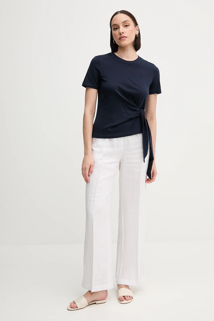 Bavlnené tričko Tommy Hilfiger WW0WW44559 tmavomodrá SS25
