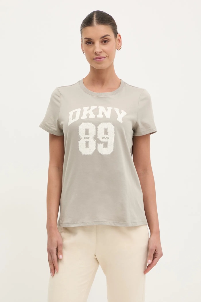 Βαμβακερό μπλουζάκι Dkny βαμβάκι γκρί DP5T1228
