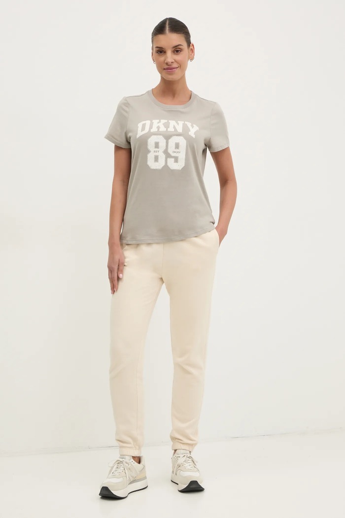 Βαμβακερό μπλουζάκι Dkny DP5T1228 γκρί SS25