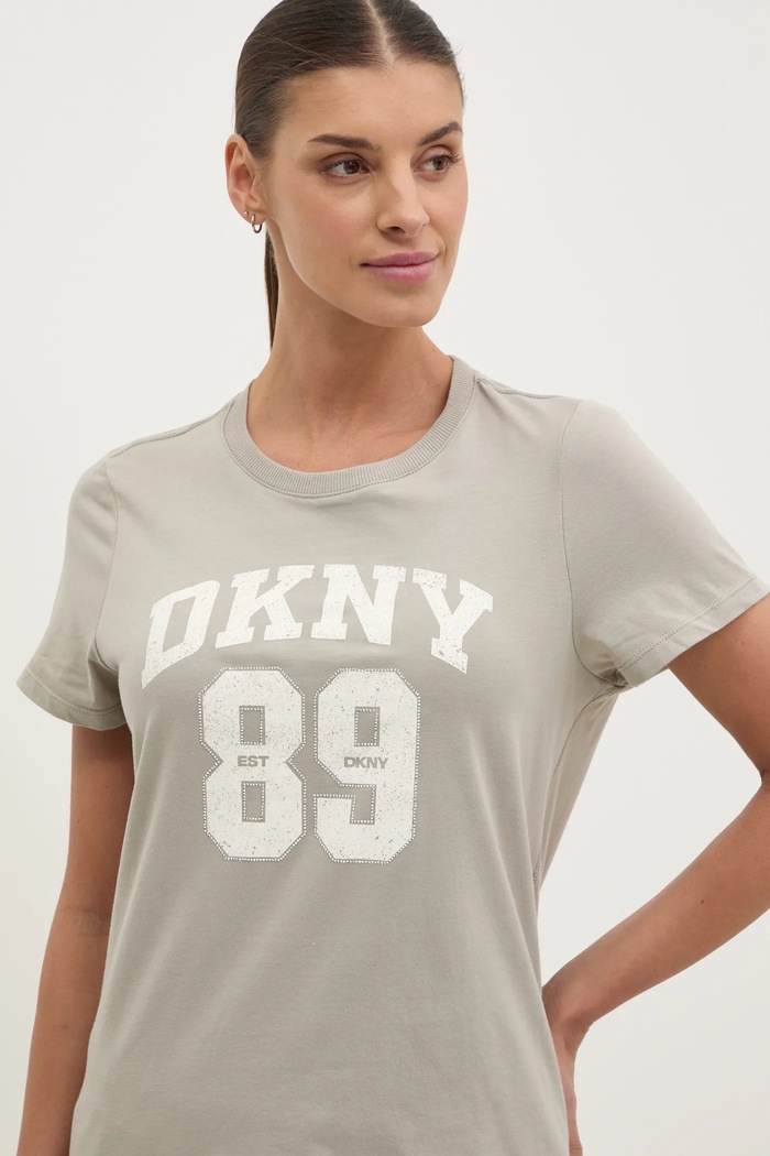 Βαμβακερό μπλουζάκι Dkny γκρί DP5T1228