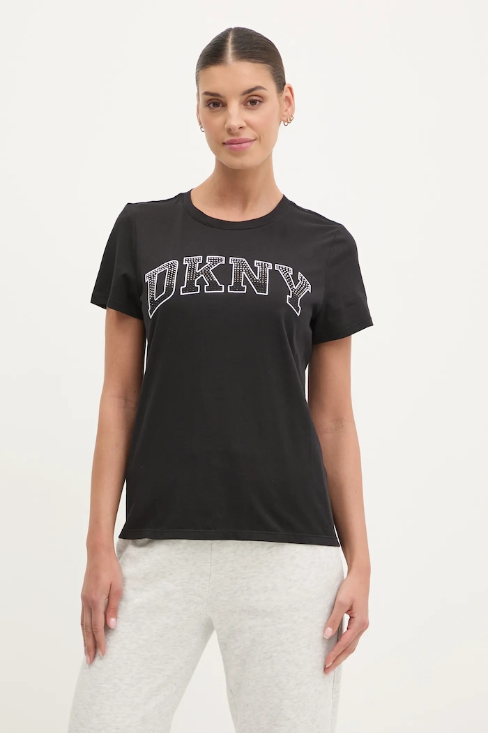 Bavlněné tričko Dkny nášivka černá DP5T1250