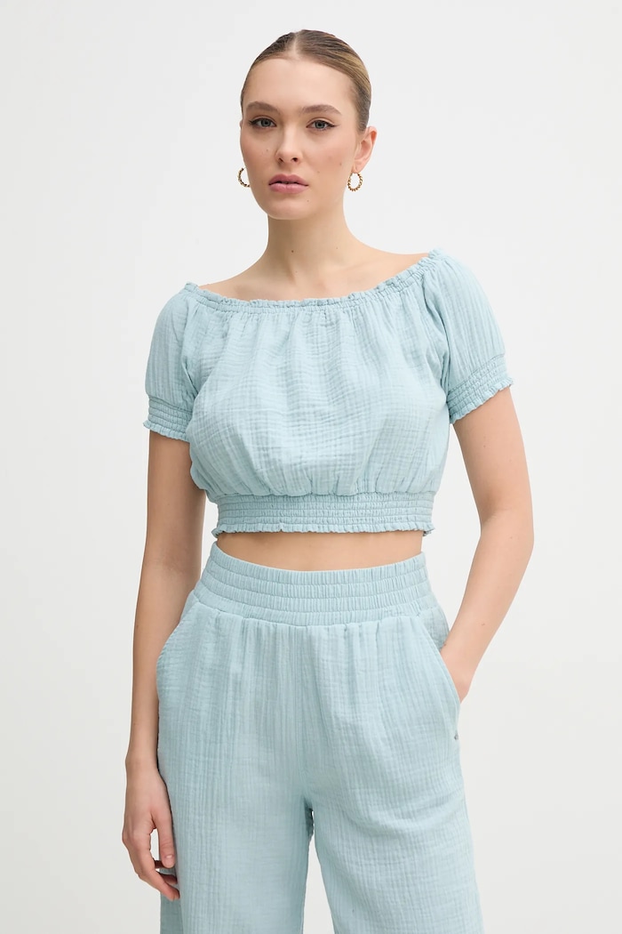 Dkny bluzka bawełniana bawełna niebieski DJ5W2110