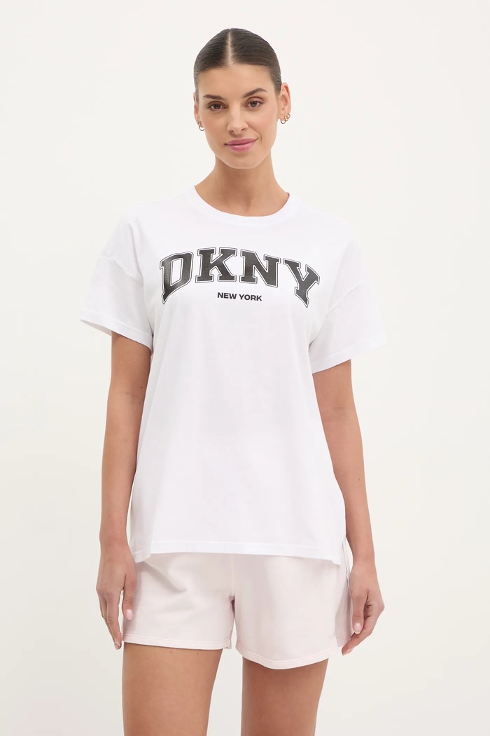 Pamučna majica Dkny print bijela DP5T1224