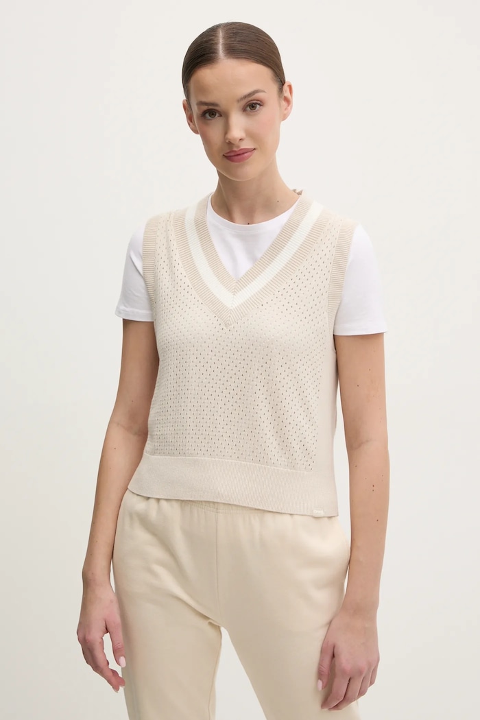 Bavlnený sveter Dkny bavlna béžová DP5R6021
