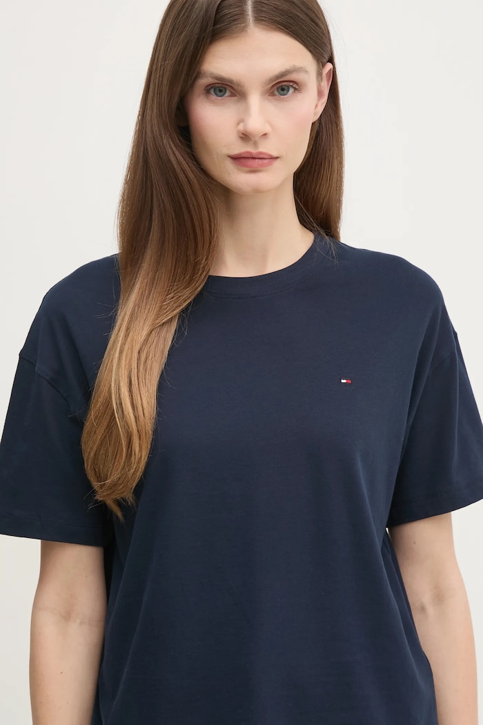 Tommy Hilfiger pamut póló sötétkék UW0UW05763