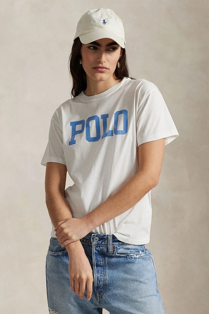 Βαμβακερό μπλουζάκι Polo Ralph Lauren βαμβάκι λευκό 211965096