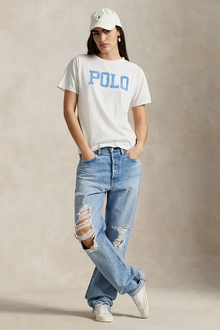 Ρούχα Βαμβακερό μπλουζάκι Polo Ralph Lauren 211965096 λευκό