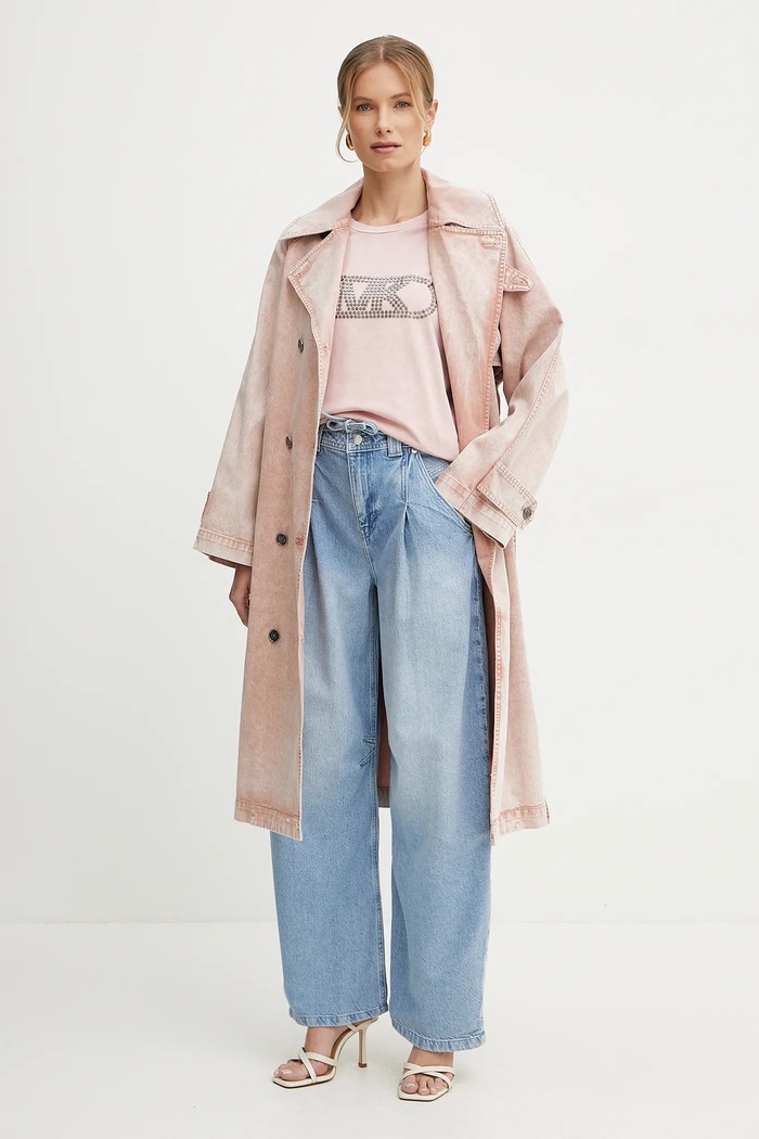 Памучна тениска MICHAEL Michael Kors MS551SC491 розов SS25