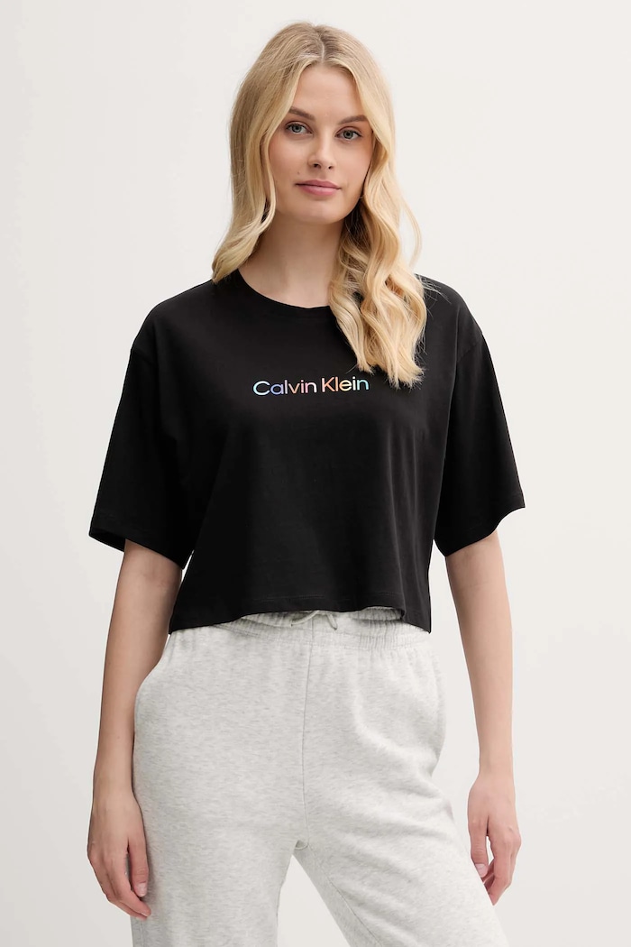 Βαμβακερό lounge t-shirt Calvin Klein Underwear στάμπα μαύρο LV00QS7470