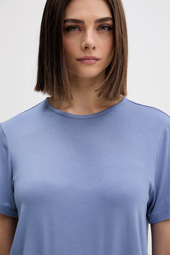 Odzież Calvin Klein Underwear T-shirt piżamowy damski z modalu LV00QS7435 niebieski