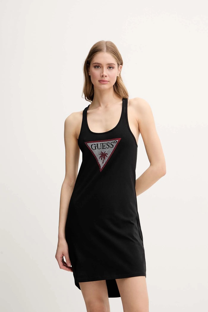 Bavlněné plážové šaty Guess černá E5GP01.I3Z14