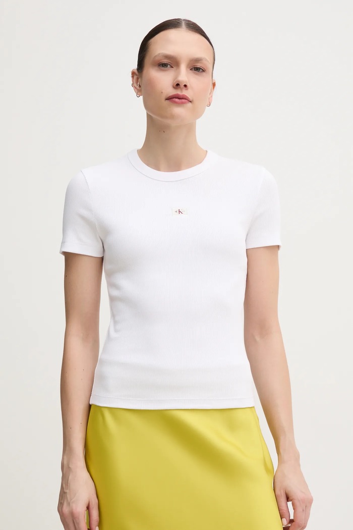 Tričko Calvin Klein Jeans slim biela J20J225245