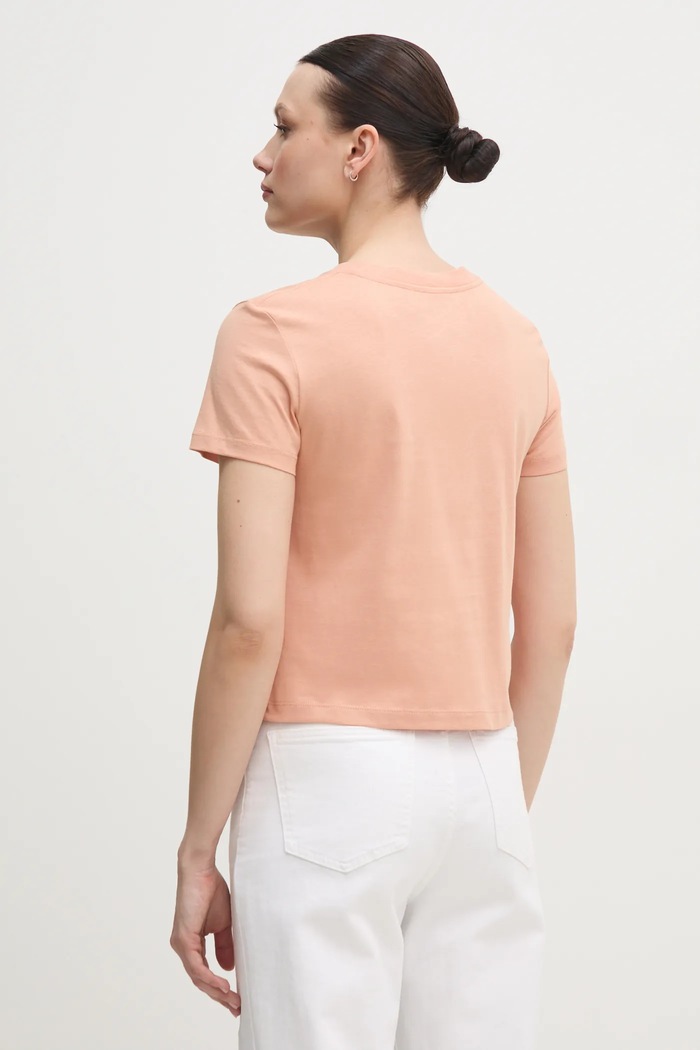 Ρούχα Βαμβακερό μπλουζάκι Calvin Klein Jeans J20J225260 πορτοκαλί