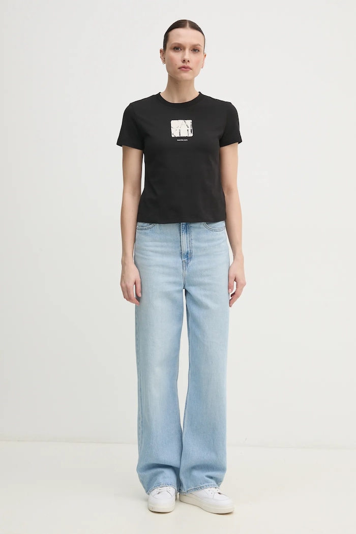 Bavlněné tričko Calvin Klein Jeans J20J225260 černá SS25