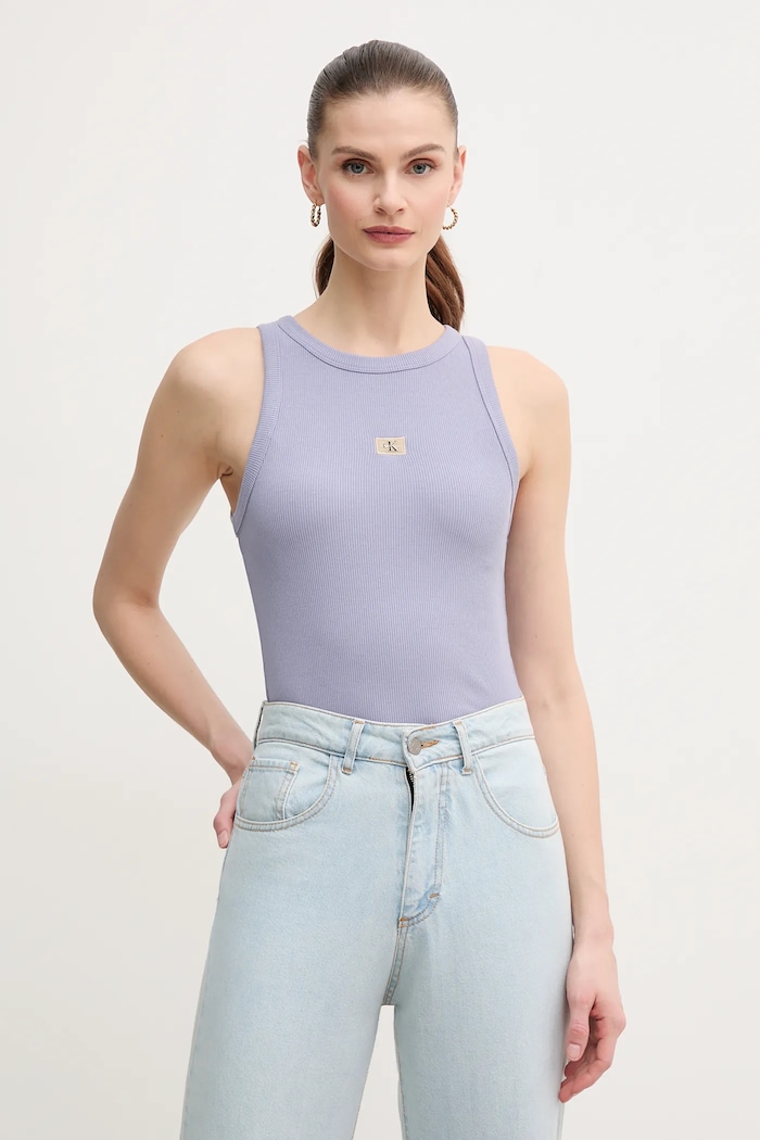 Top Calvin Klein Jeans nášivka fialová J20J225311
