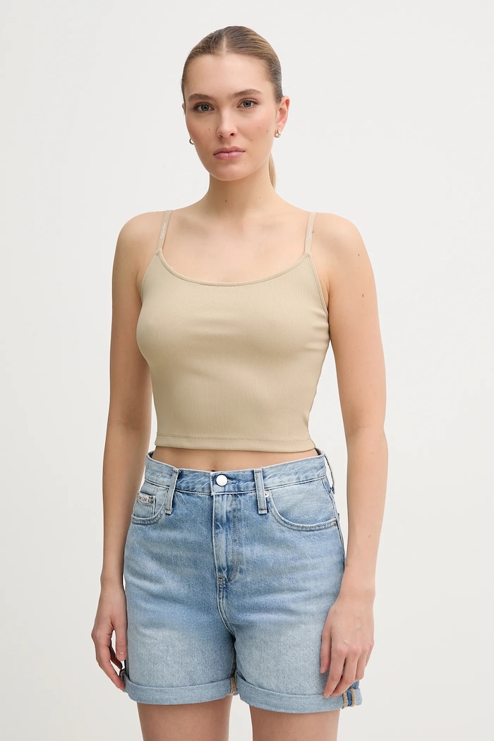 Top Calvin Klein Jeans slim béžová J20J225312