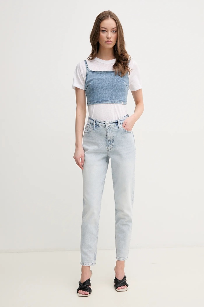 Džínsový top Calvin Klein Jeans J20J225515 modrá SS25