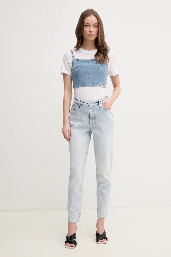 Džínsový top Calvin Klein Jeans J20J225515 modrá SS25