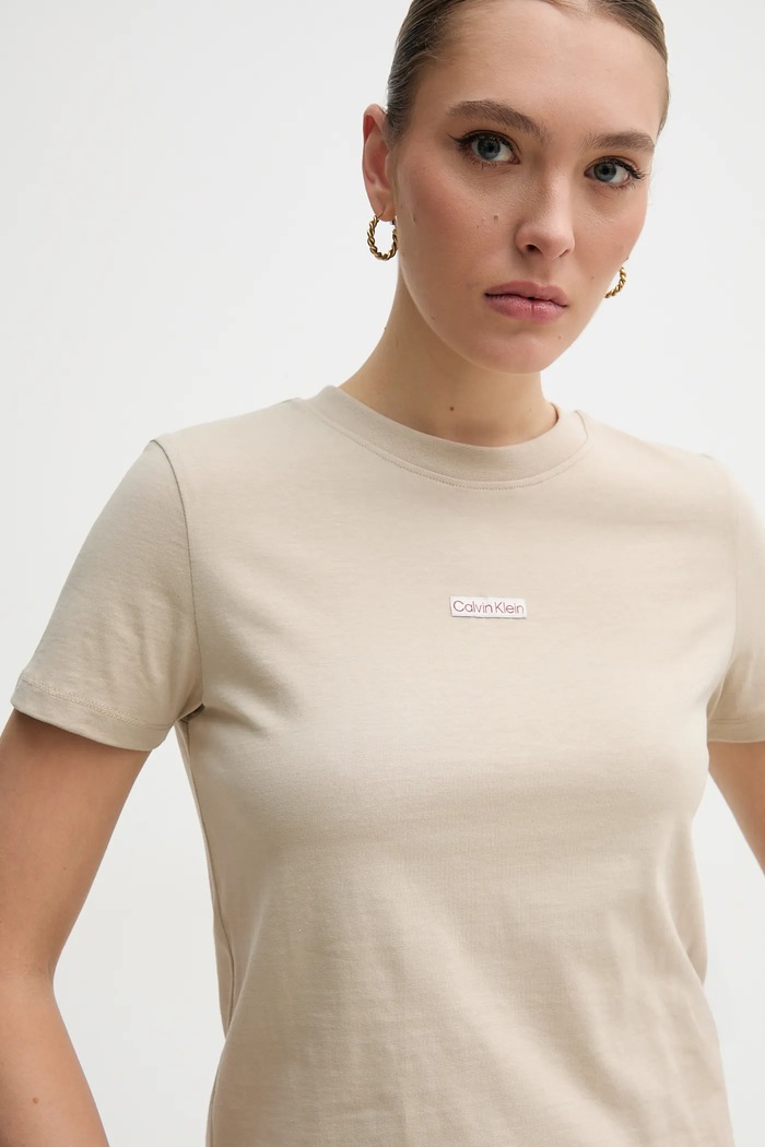 Pamučna majica Calvin Klein Jeans bež J20J225524