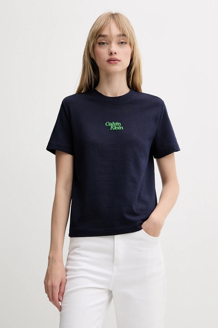 Calvin Klein Jeans pamut póló pamut sötétkék LV047B851G
