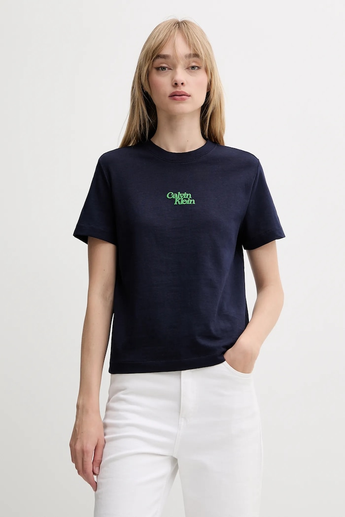 Calvin Klein Jeans pamut póló pamut sötétkék LV047B851G