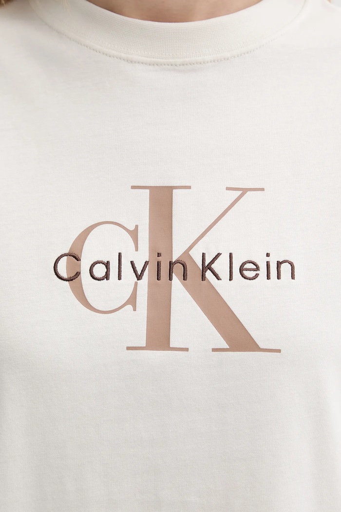 Calvin Klein Jeans t-shirt damski bawełniany beżowy LV047B865G