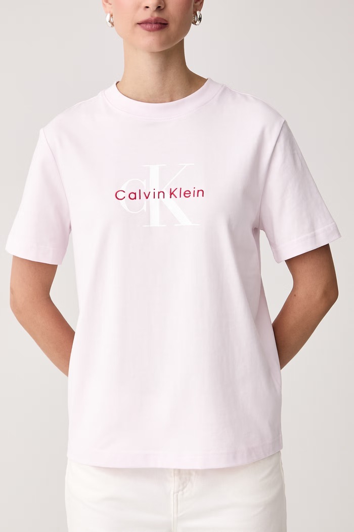 T-shirt damski bawełniany Calvin Klein Jeans LV047B865G różowy