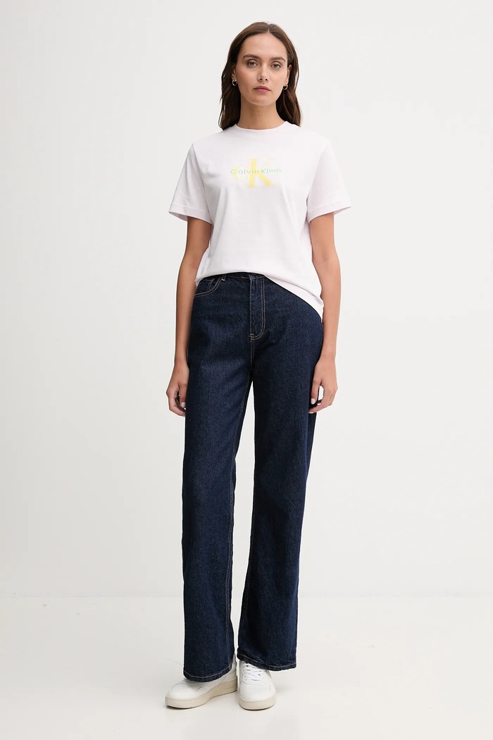 Calvin Klein Jeans tričko dámské bavlněné LV047B865G růžová SS26